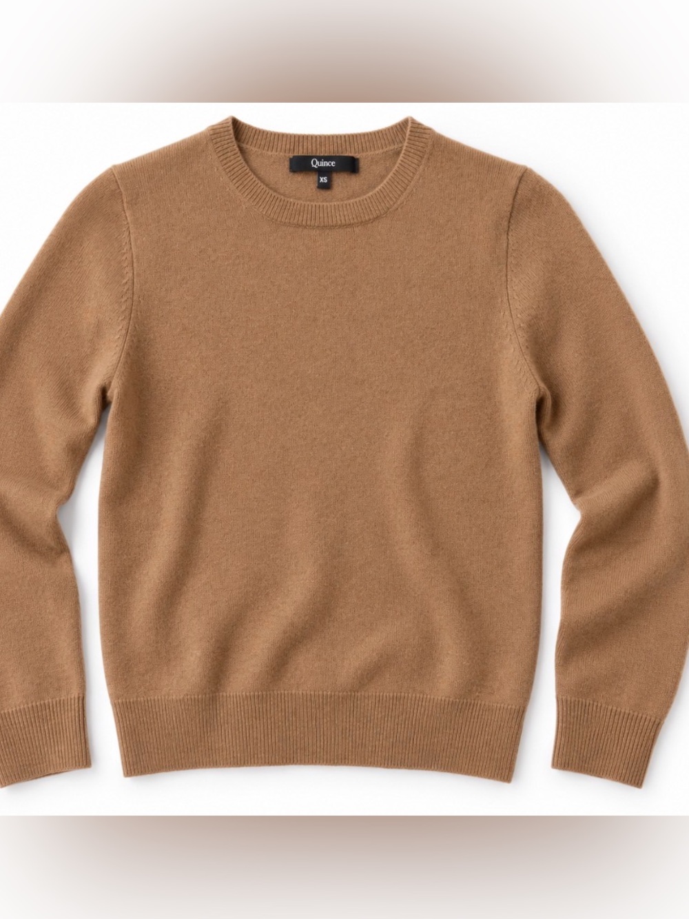 Quince 100% Cashmere Crewneck Sweater Camel Tan XS Classic Luxury Knit